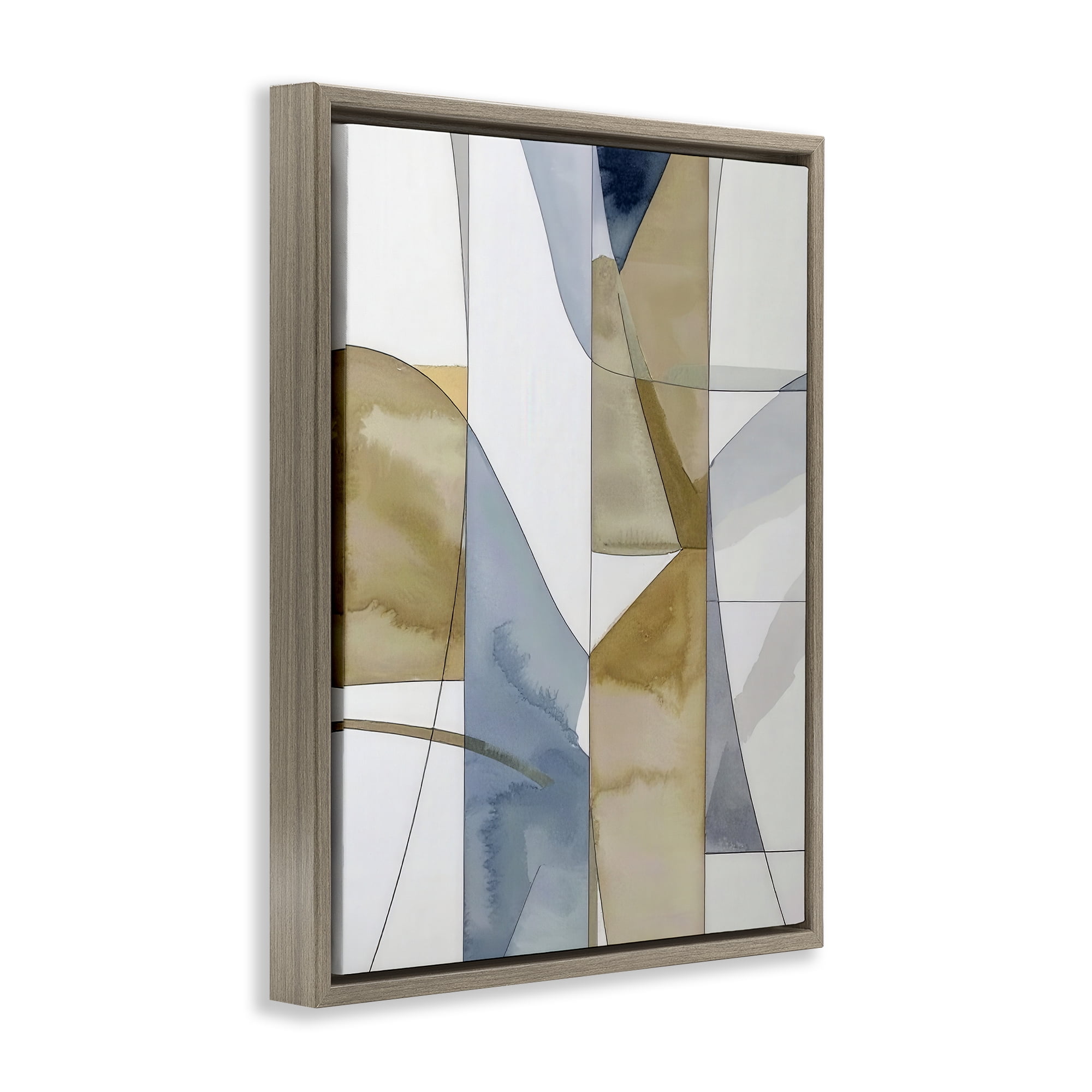 Stupell Industries Geographic Abstract Sections Brown Framed Floater Canvas Wall Art, design by Alonza Saunders
