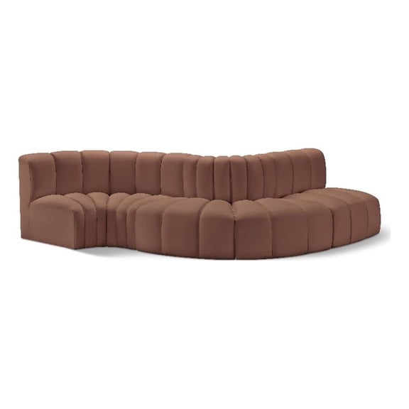 Bowery Hill Contemporary Cognac Vegan Leather Modular Sectional