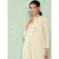 thumbnail image 5 of Janasya Indian Women's Off White Dobby Cotton Solid A-Line Kurta, 5 of 6