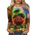 thumbnail image 2 of T-Shirt à Col Rond Imprimé de la Saint-Patrick pour Femmes, Manches Trois Quarts 3/4, Coupe Ample, 2 of 5