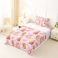 thumbnail image 5 of Erosebridal Cartoon Capybara Twin Sheet Sets For Kids,Pink Cherry Blossom Bedding For Cute Animals Lover 3-Piece, 5 of 6