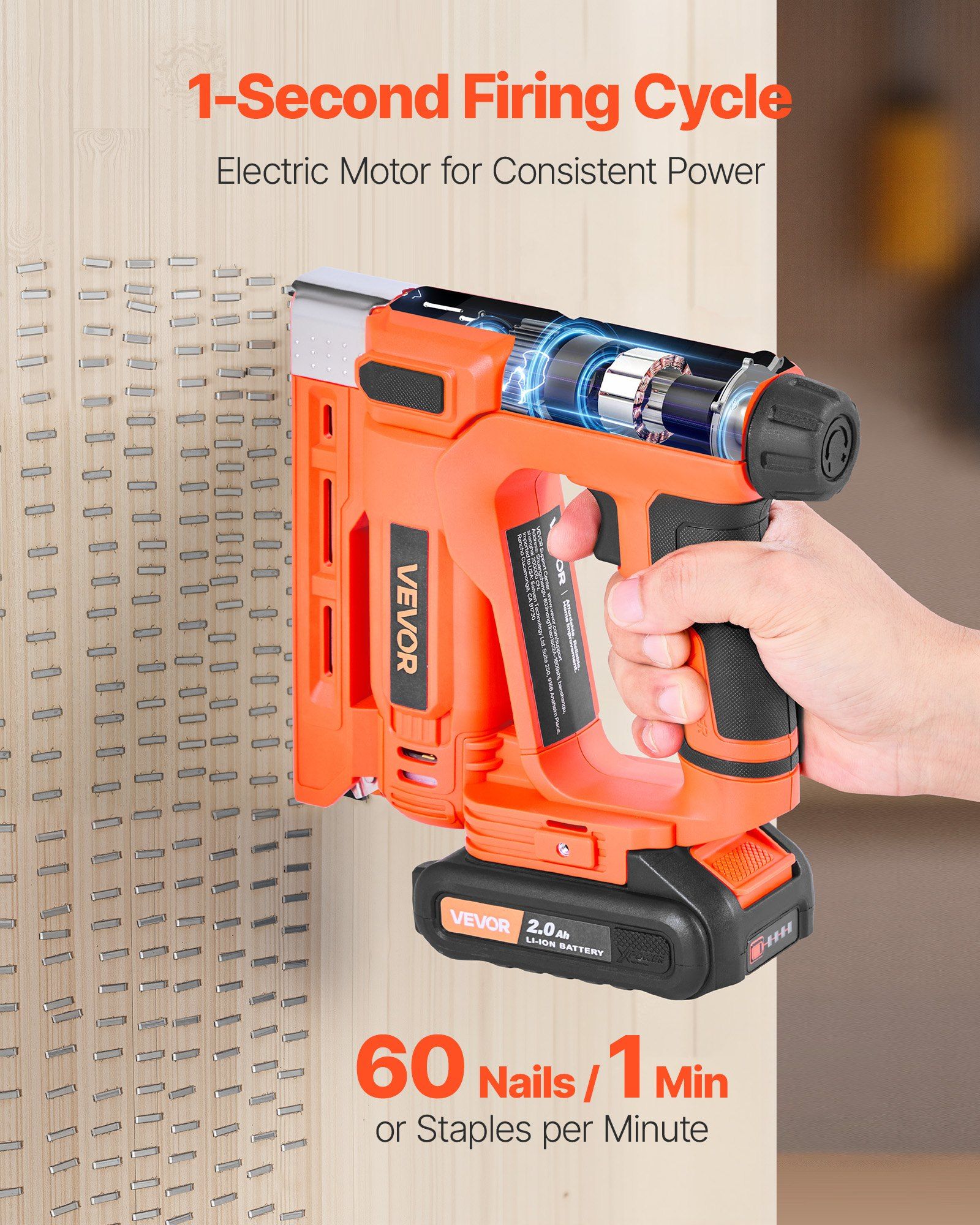 Cordless 18 Gauge 2 in 1 Brad Nailer and Staple Gun with Battery Charger 1000 Nails 1000 Staples for Woodworking DIY