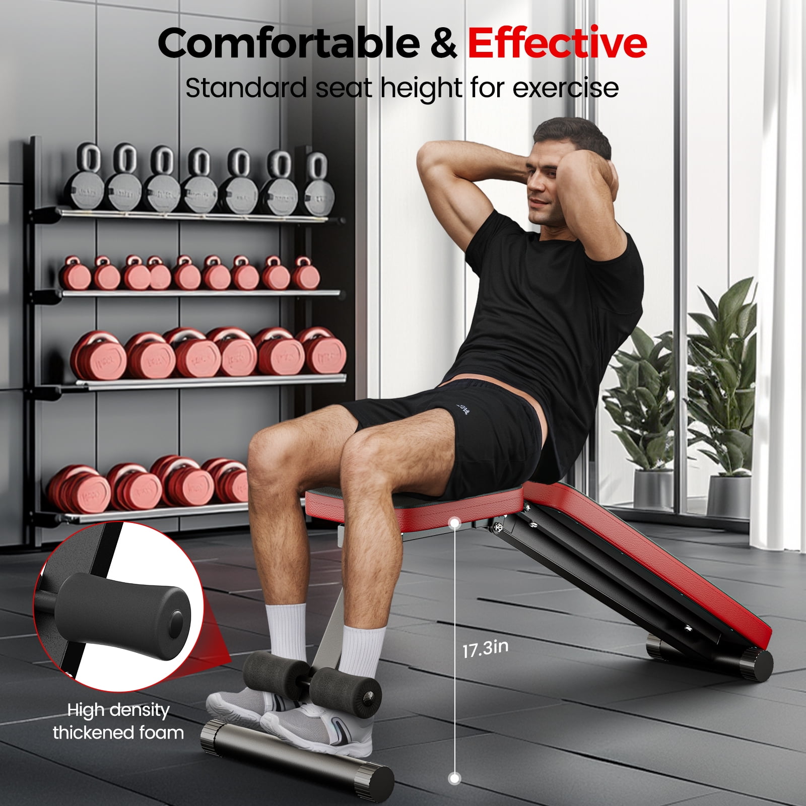 NICEPEOPLE Adjustable Weight Bench for Home Gym, Foldable Workout Bench with 8 Backrests and 660LBS Weight Capacity
