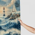 thumbnail image 3 of BCIIG Lighthouse Waves Sailboats Washable Shower Curtain Set with Hooks 60"x72, 3 of 7
