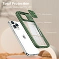 thumbnail image 5 of for iPhone 13 Pro Max Case, Shockproof Rugged iPhone 13 Pro Max Phone Case, with Sliding Camera Cover, Drop Protection Crystal Clear Back Case Clear for iPhone 13 Pro Max, Olive, 5 of 6