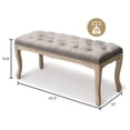 thumbnail image 5 of French Vintage Tufted Bedroom Bench with Carved Wood Legs, 43.3-Inch Linen Upholstered Entryway Ottoman for Living Room, Grey, 5 of 11