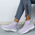 thumbnail image 2 of NOKIO Socks Sneakers for Women Comfortable Knit Ankle B𝗈𝗈𝑡𝑠 S𝗅ip On Walking Shoes Lightweight Tennis Running Shoes High Top Sneaker with Soft Sole for Summer and Autumn, 2 of 6