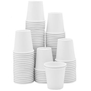 GUSTO Small Paper Cups 3 oz White Disposable Cups for Espresso, Medicine, 100-Pack