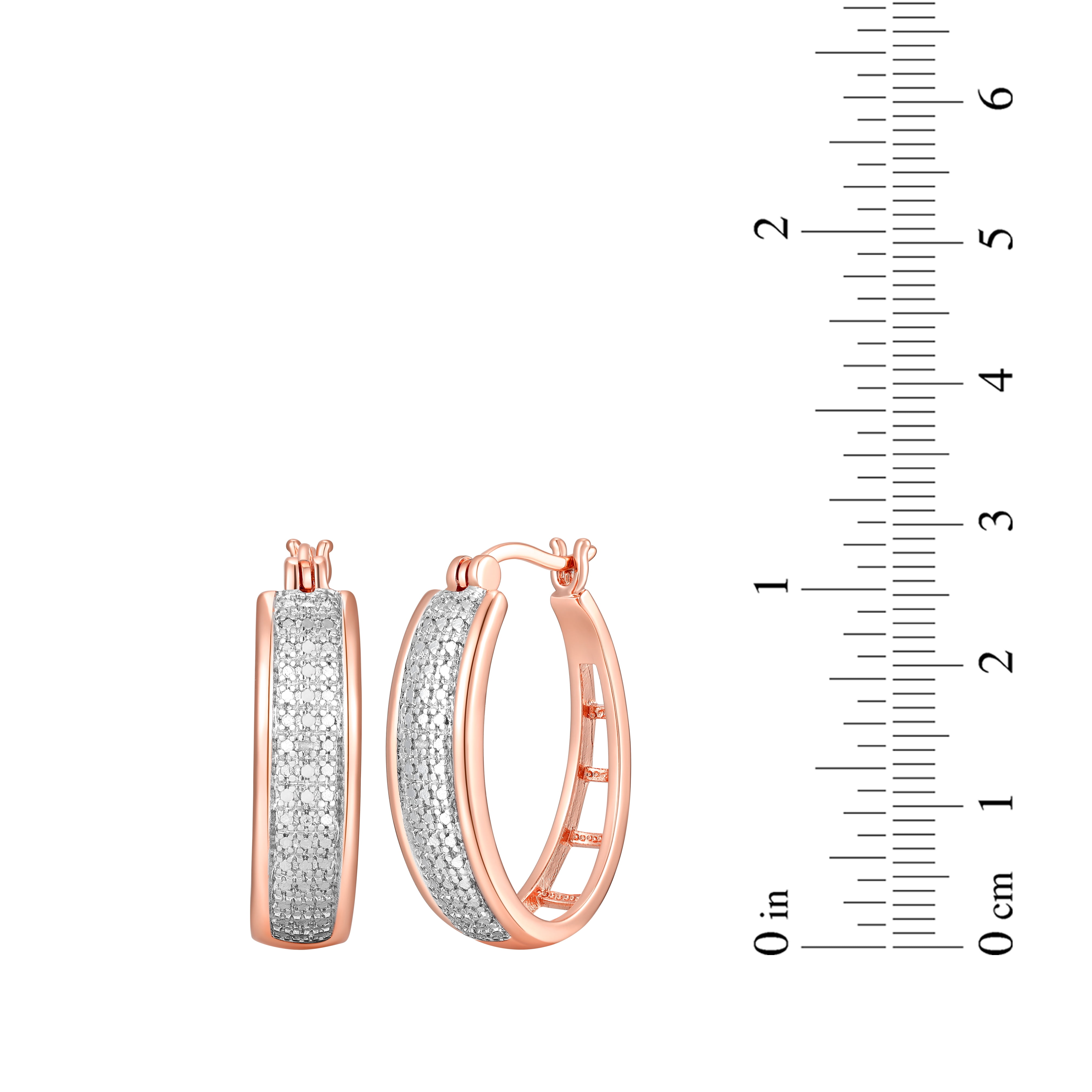 Forever Facets Diamond Accent Bold Hoop Earrings in 14k Rose Gold over Bronze, Adult Female