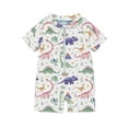 thumbnail image 1 of EYIIYE Baby Boy's Rash Guard Swimwear 0-3Y Toddler One-piece Swimsuit Short Sleeve Jumpsuit Dinosaur Round Neck Rompers Half Zip Up Bathing Suit Infant Cute Casual Summer Beachwear, 1 of 2