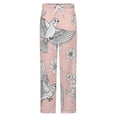 thumbnail image 5 of Birds & Blossoms Pattern Winter Female Pants Flannel High Waist Women Pants Lady Warm Straight Leg Plush Trousers, 5 of 7