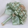thumbnail image 4 of Ramo de Boda Hecho a Mano con Broche de Pedrería Dorada y Perlas, Ramo Nupcial para Novia, Dama de Honor, Quinceañera, Ramo de Flores de Rosa de Satén, Boda Verde Salvia, 4 of 4