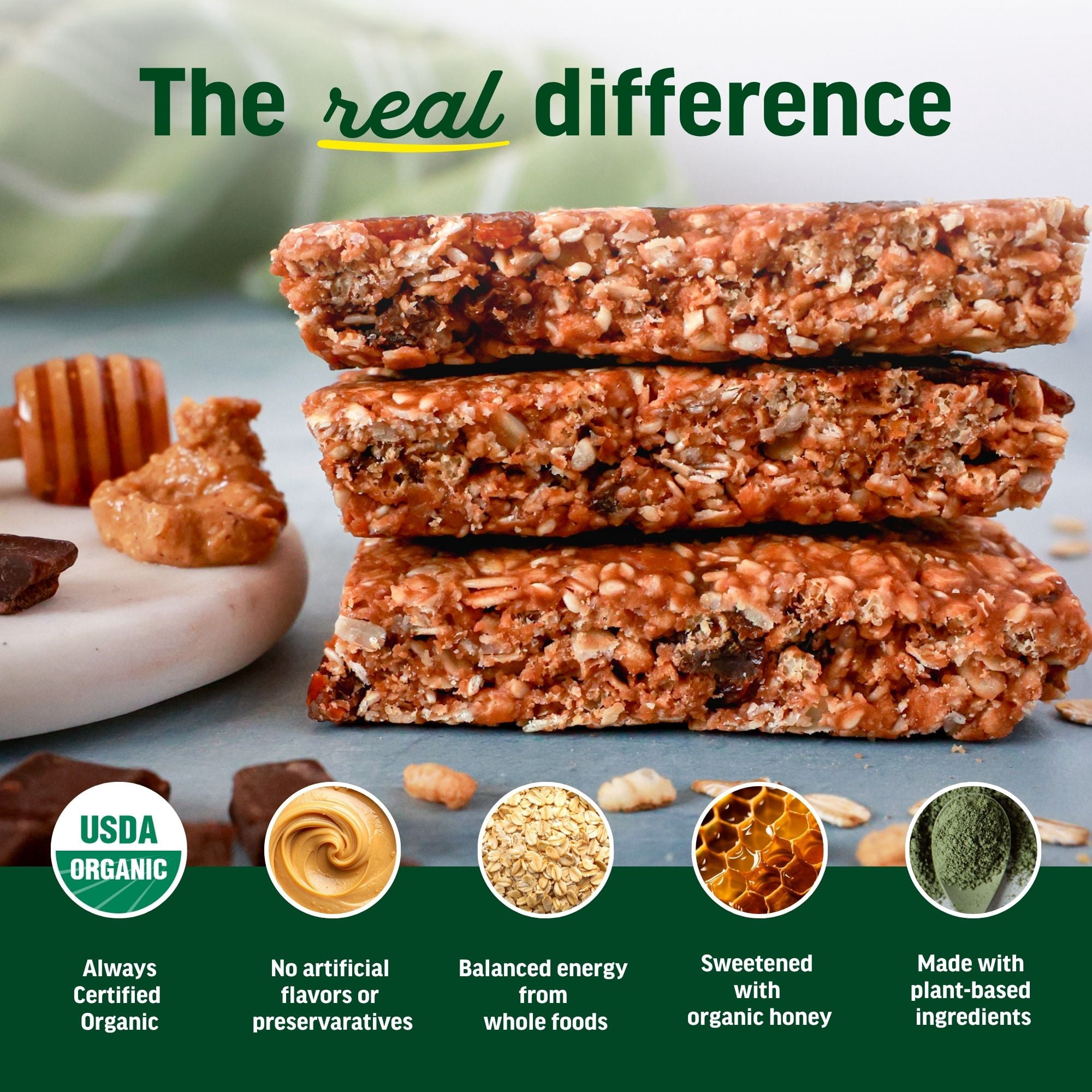 Kate’s Real Food Organic Granola Variety Pack All Natural Granola Bars - Non GMO, Soy Free, Whole Grain, and Made with Gluten Free Oats - 12 count
