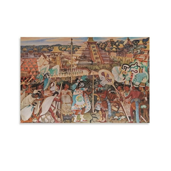 Diego Rivera 《Mural Showing Totonaca Celebrations And Ceremonies》 Poster Canvas Art Poster and Wall Art Picture Print Modern Family bedroom Decor Posters 16x24inch(40x60cm)