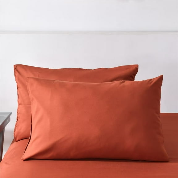 Burnt Orange Queen Pillowcase Set of 2 Brushed Microfiber Solid Pillowcase Cozy Soft with Envelope Closure,20x30 Inch