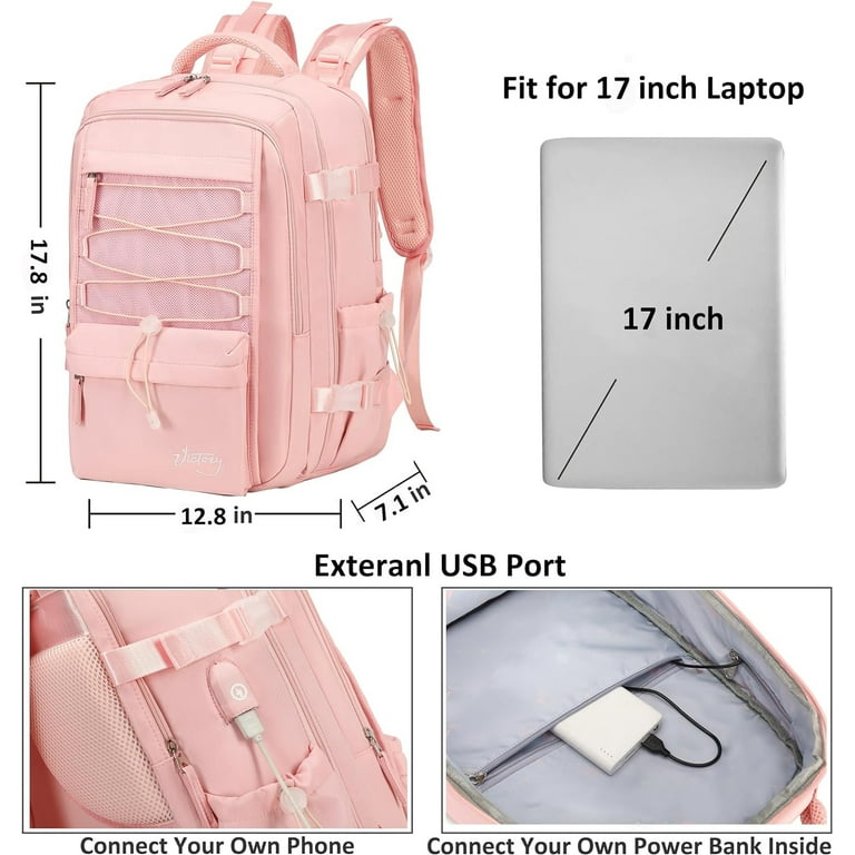AO ALI VICTORY Travel Backpack for Women Men 17 Inch Laptop Backpacks with USB Port Carry on Bag Airline Approved Large College School Bookbags