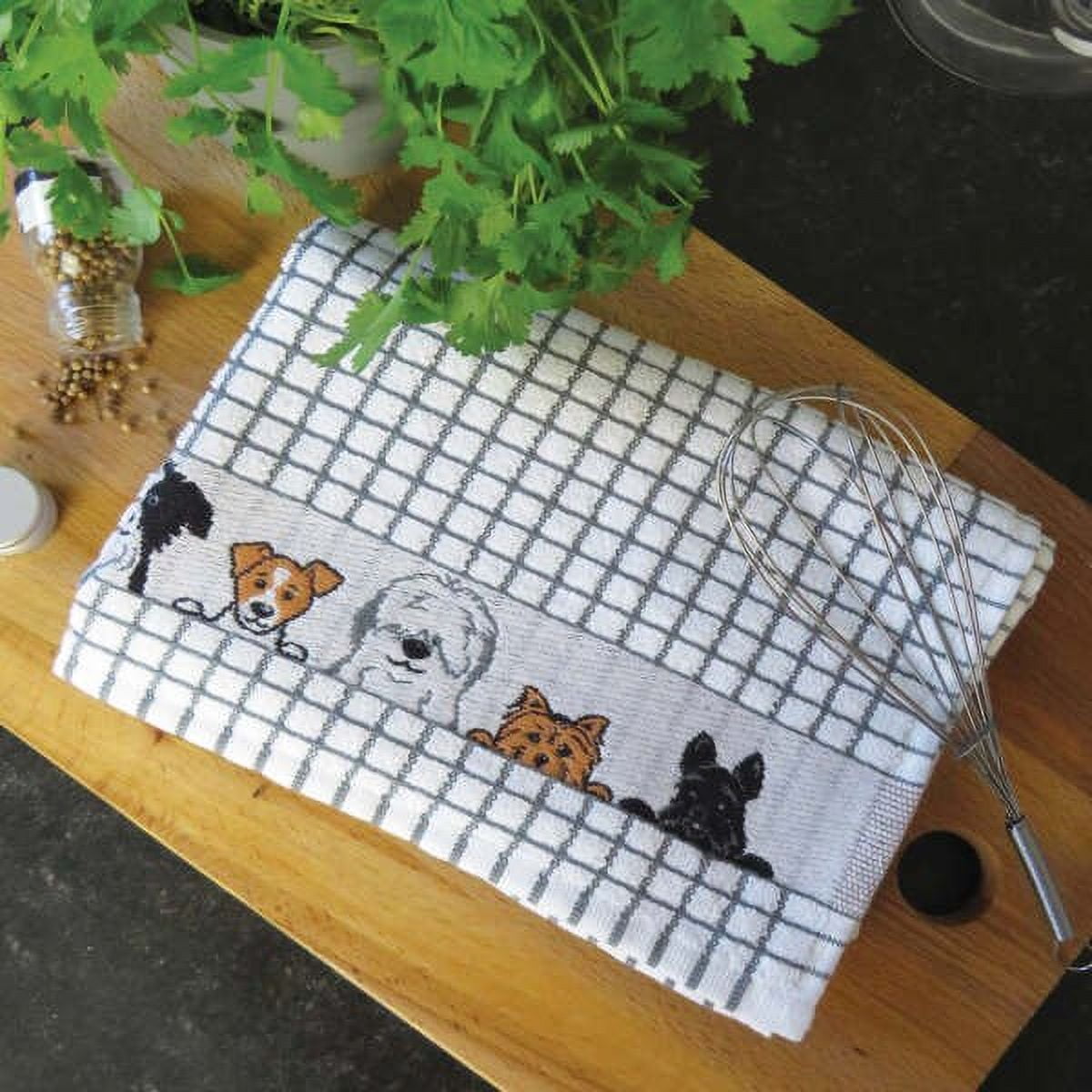 Poli-Dri Cotton Tea Towel Kitchen Towel Dog 2-Pack Black/White by Samuel Lamont