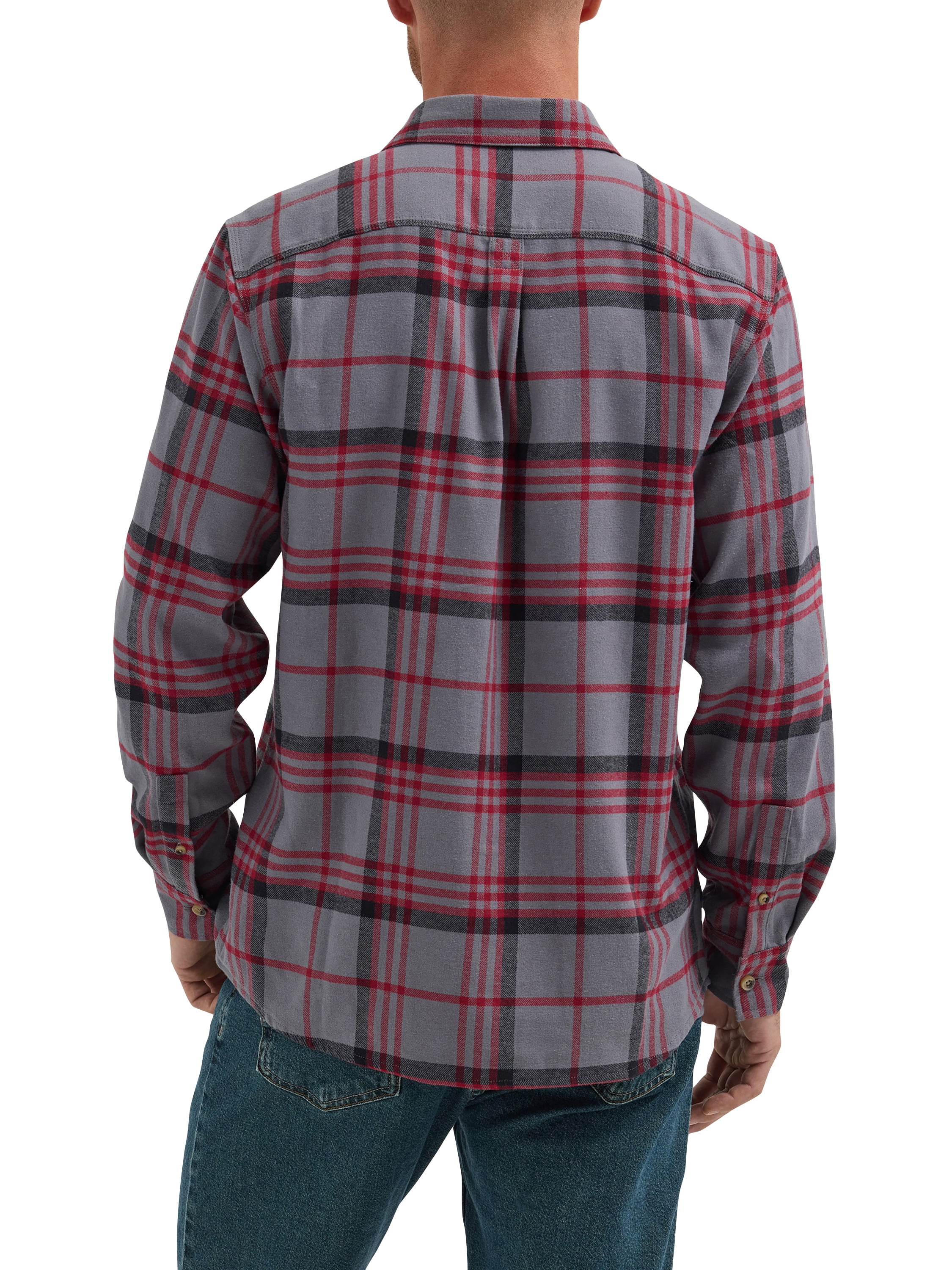 Wrangler® Men's and Big Men's Relaxed Fit Brushed Flannel Shirt with Long Sleeves, Sizes S-5XL