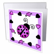 3dRose Love Bugs Purple Ladybug with Hearts, Greeting Cards, 6 x 6 inches, set of 6