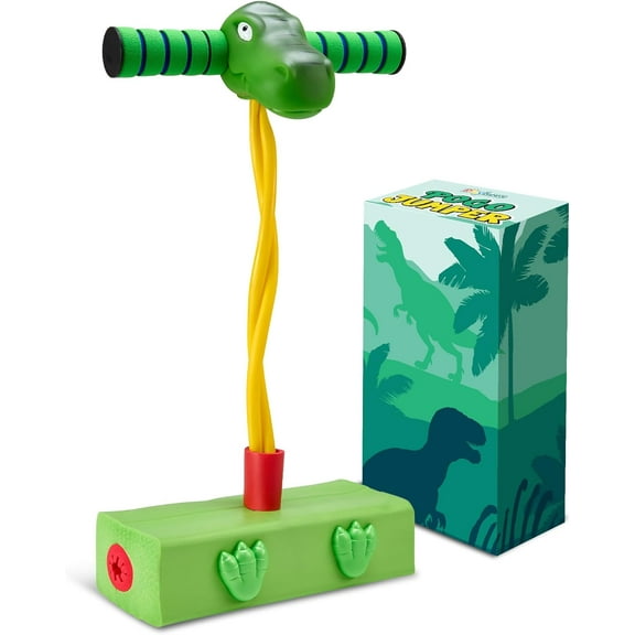 Playbees T-Rex Foam Pogo Stick - Jumper for Kids 3-7 Years, Coolest Toys for 5 Year Old Boy, Dinosaur Themed Bungee Pogo Stick - Inside & Outside Fun, Pogo Stick for Kids Age 5 and Up