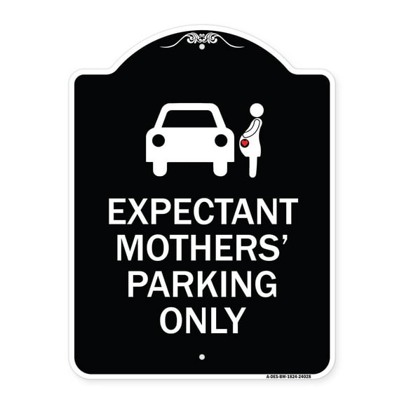 SignMission Designer Series Sign - Expectant Mothers' Parking Only (With Graphic) | Black & White 18" x 24" Heavy-Gauge Aluminum Architectural Sign | Made in the USA
