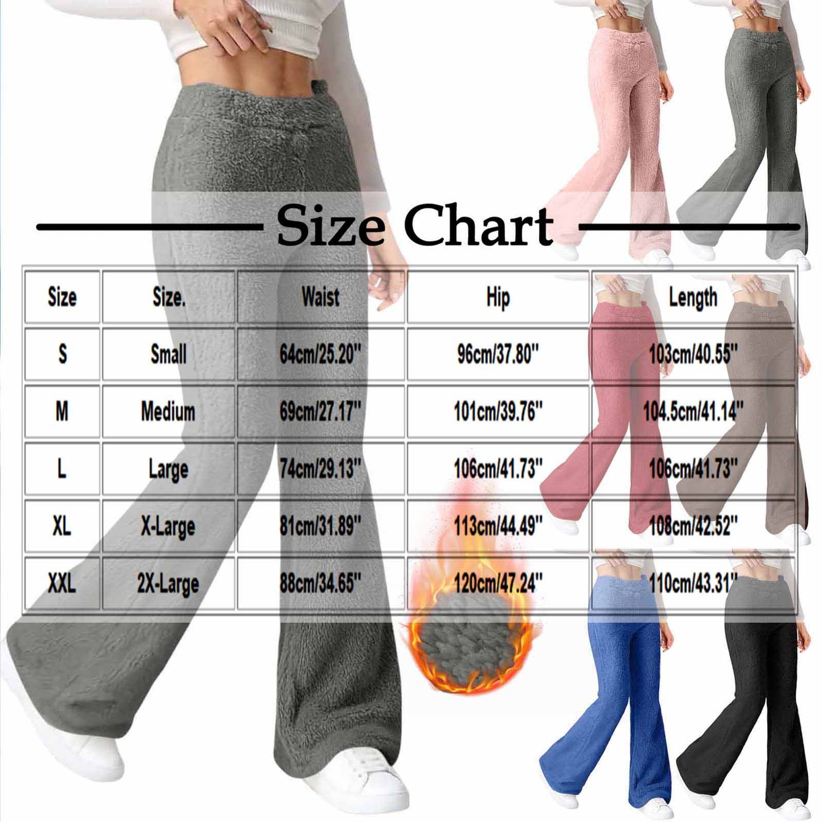 OGLCCG Women's Fuzzy Plush Flare Pants Casual Elastic Waist Wide