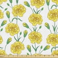 thumbnail image 1 of Clove Fabric by the Yard, Doodle of Carnation Flowers and Buds in Yellow Tones with Leaves, Decorative Upholstery Fabric for Chairs & Home Accents, 5 Yards, Yellow Jade Green White by Ambesonne, 1 of 4