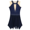thumbnail image 6 of inhzoy Womens Sleeveless Shiny Rhinestone Figure Ice Skating Dress Navy Blue L, 6 of 9