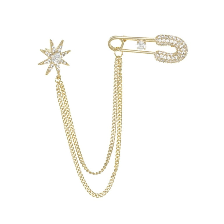 Menolana Chain Brooch for Suit Lapel Pin Metal Tassel Chain