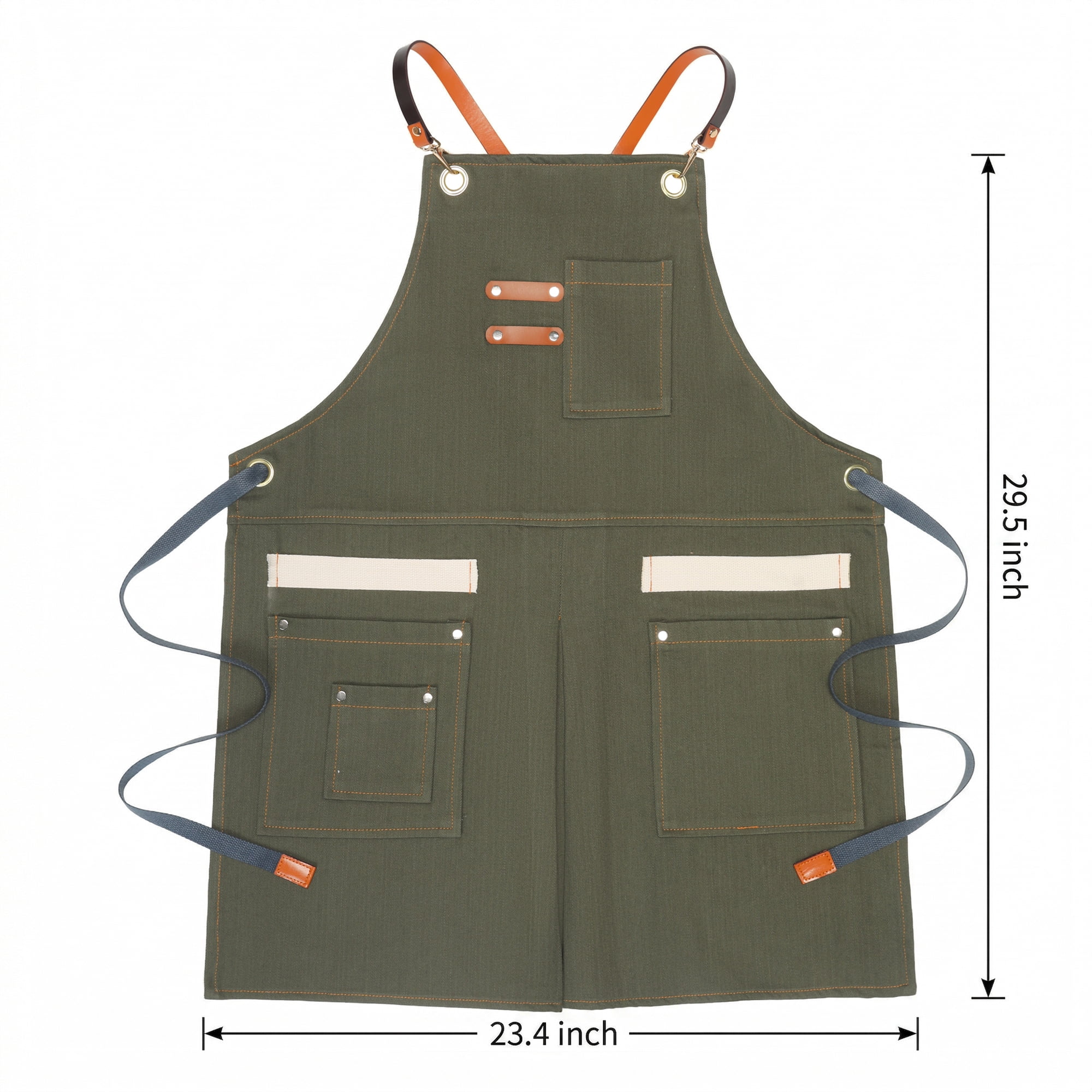 Unique Bargains Adjustable Long Waist Cooking Apron with Pockets for Kitchen Green