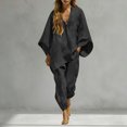 thumbnail image 2 of SONXAHE V Neck Batwing Sleeve Two Piece Set for Women Tapered Ankle Casual Travel Matching Pant Suit, 2 of 4