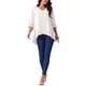 thumbnail image 2 of BLUSA MESH DE MANGA 3/4 CON ESCOTE EN V Y MANGAS DE CAMPANA INSPIRE CHIC, TALLA S, HEM IRREGULAR Y BAJO ASIMÉTRICO, 2 of 5