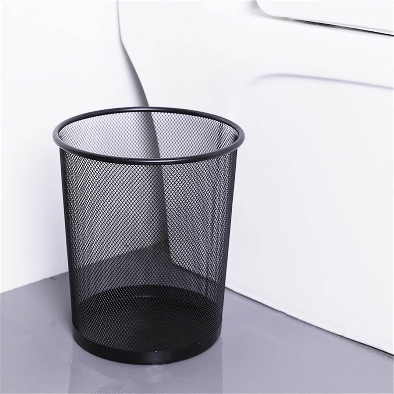 Blasgw Metal Meshround Garbage Can Trash Can Garbage Can Wastebaskets For Bathroom Bedroom Office Kitchen Small Space Living Trash Bin Black