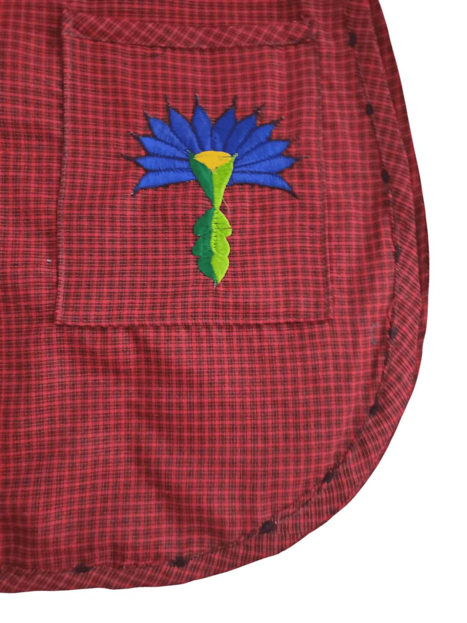Authentic Traditional Mexican Apron for Women with Pockets and Beautiful Flower Embroidery - Mandiles para Mujer Mexicanos Mandil escapulario mandil Artesanal cobbler apron smocks - Red