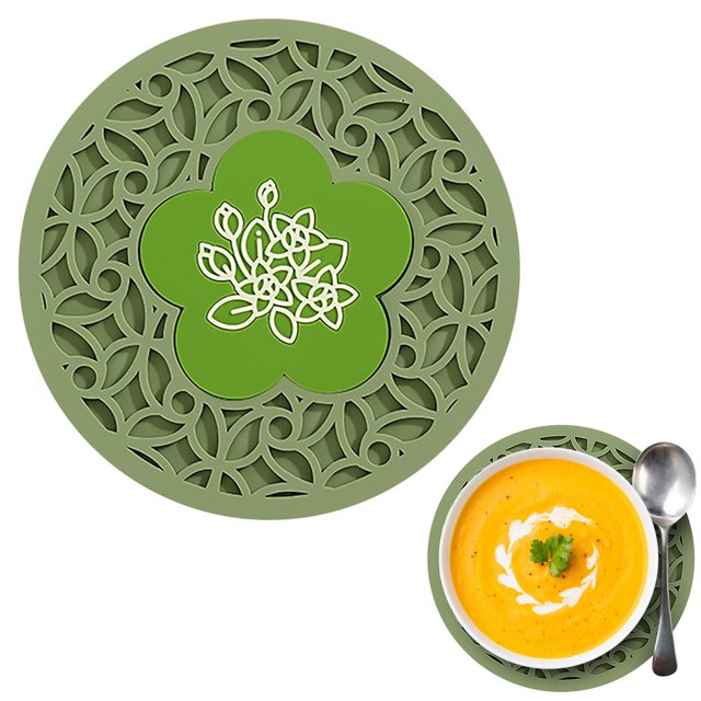 asddcavvf Kitchen Silicone Circular Heat Insulation Mat Household Casserole High Temperature Resistance Thick Placemat 2 In 1 Heat Insulation Mat round Dinner Table Set for 5