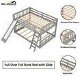 thumbnail image 3 of Bellemave Full Over Full Bunk Bed with Slide and Ladder Wood Floor Bunk Bed with Headboard Full Size Low Bunk Bed Frame No Box Spring Needed, Gray, 3 of 9