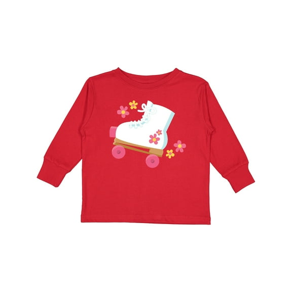 Inktastic Roller Skate Flowers Girls Long Sleeve Toddler T-Shirt