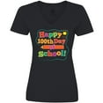 thumbnail image 3 of Inktastic Happy 100th Day of School Women's V-Neck T-Shirt, 3 of 5