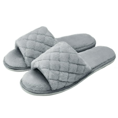 

LORDFON Open Toe Womens Slippers Slip-On House Slippers with Memory Foam