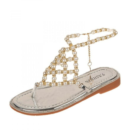 

Homedles Sandals Women- Comfortable Open Toe Button Down Gift for women Summer Flat Sandals for Women Silver
