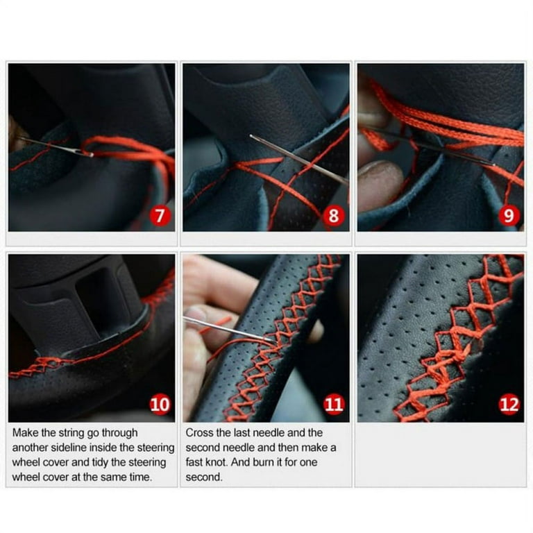 Steps on how to stitch on wrap a car steering wheel : Hand Sewing Leather Steering  Wheel Cover DIY 