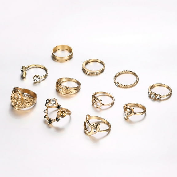 Gold Fox Serpentine Ring With Rhinestones Alloy Jewelry For Women Elegant Fashion Accessory EuropeanStyle Chic