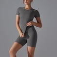 thumbnail image 6 of 2 Piece Workout Sets for Women Tight Short Sleeve Shirt Gym Biker Shorts Outfits Matching Set Sweatsuits, 6 of 7