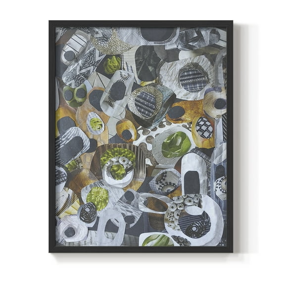 Big Sur Stones and Kelp Framed Print in Black Solid Wood Framed Print No Nail Hanging