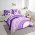 thumbnail image 3 of Feelyou Marble Ombre Adult Twin Bedding Sets 7-Piece, Deamy Abstract Stripe Bedding Comforter Set, Fashion Purple Reversible Sheet Sets, Microfiber Bedroom Decor, 3 of 7