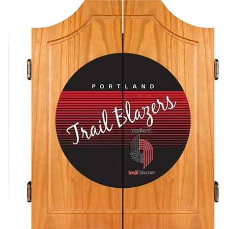Portland Trail Blazers NBA Hardwood Classics Dart Cabinet Set with Darts and Board - Scarlet Red, Black