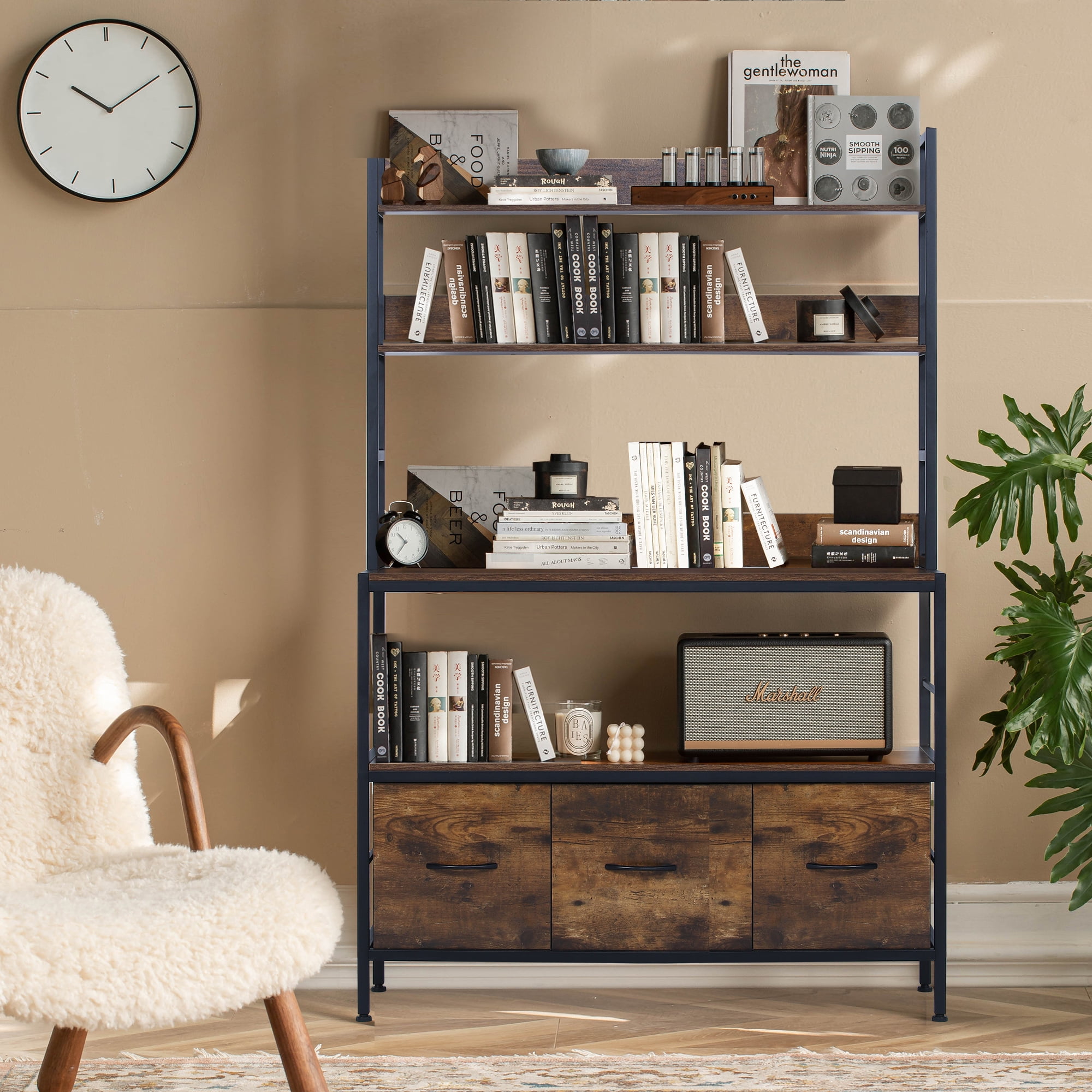 NAIYUFA Kitchen Bakers Rack with Baskets,5Tier Free Standing Kitchen