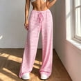 thumbnail image 3 of Lenpel Womens Plaid Pants Casual Loose Lightweight Drawstring Elastic Waist Trousers Comfy Wide Leg Lounge Pants, 3 of 7