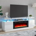 thumbnail image 3 of VANACC 2-tier Fireplace TV Stand, 70in High Gloss Entertainment Center for TVs up to 80in, White, 3 of 8