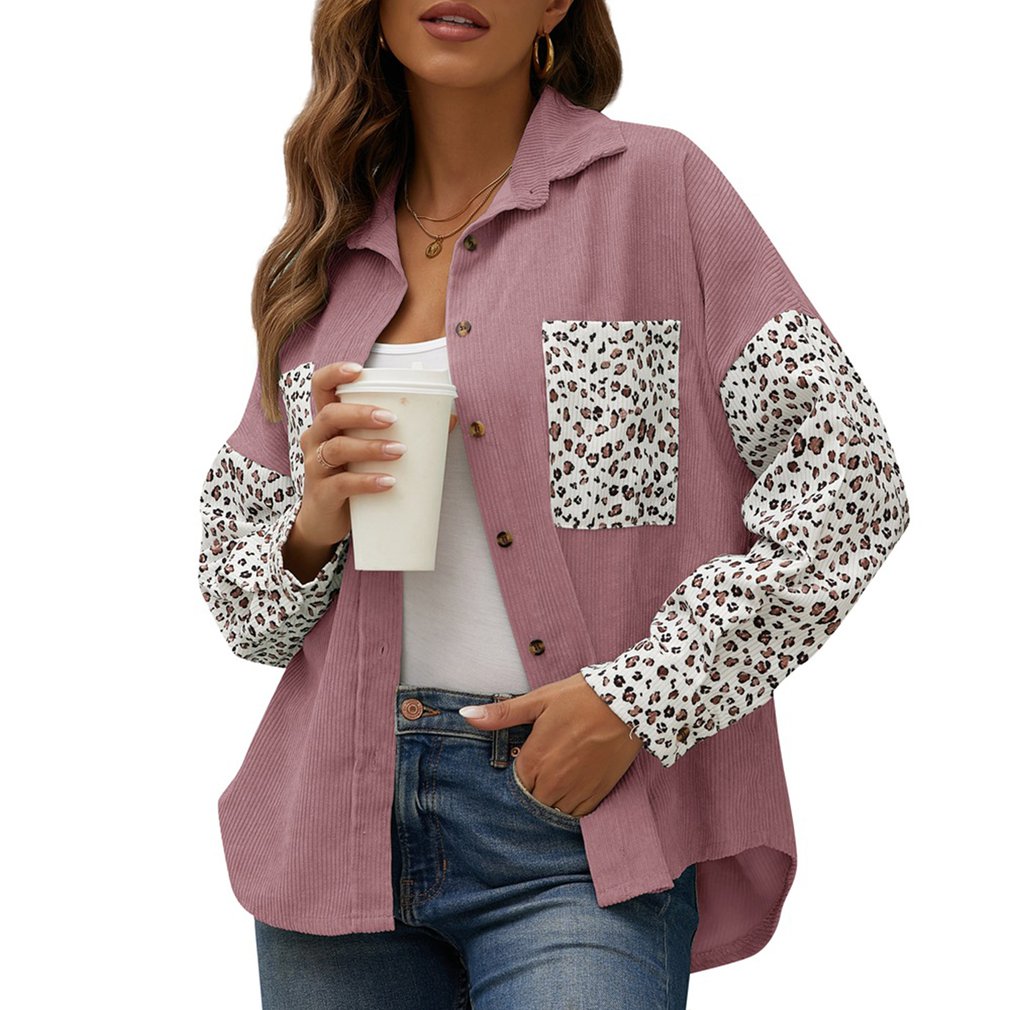 LAMODE Womens Contrast Leopard Denim 